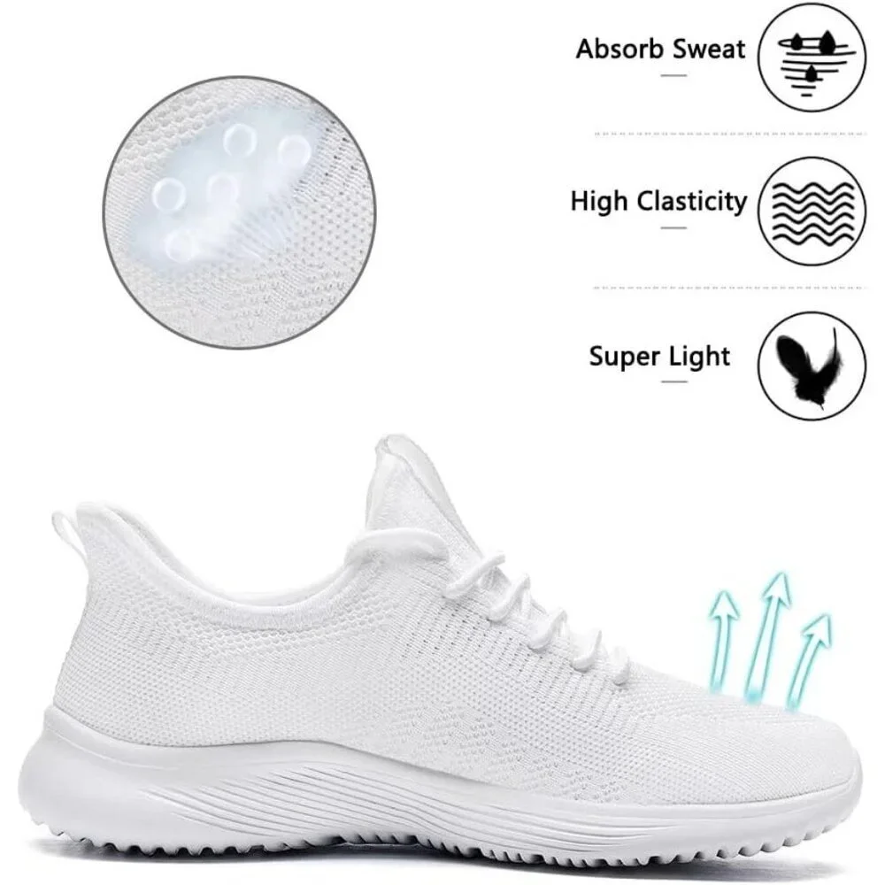 Women's White Non Slip Casual Running Lightweight Mesh Fashion Sneakers